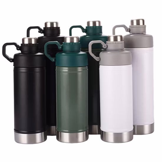 Refletir espelhado 500ml 1000ml boca padrão de aço inoxidável parede única damuge garrafa de água esportiva cantina com tampa de metal