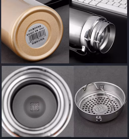 600ml 800ml 1000ml Garrafa térmica de aço inoxidável a vácuo direto da fábrica Criativo Sling Copo de água portátil Presentes de negócios Frasco de água de cortesia